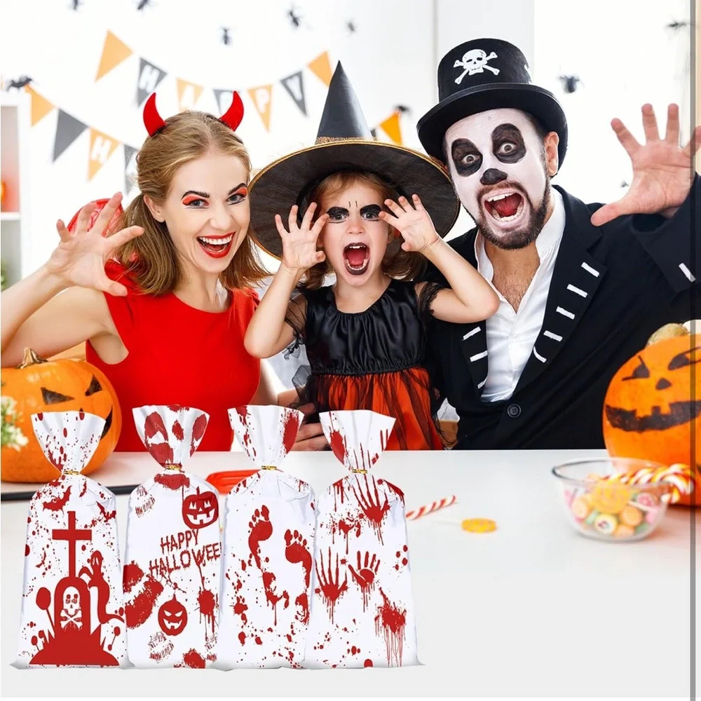 5for$10 Halloween 50Pc Treat Bags Cellophane Candy Goodie Favor Party Supplies